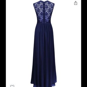 Navy lace and chiffon dress